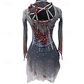 cheap Figure Skating Dresses-Figure skating costumes for adults and children black custom spandex mesh grading performance costumes competition training rhinestone shaped women&#039;s skirts performance costumes