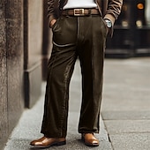 preiswerte Lose-Herren Anzughosen Cordhose Hose Hosen Schlabberhose Faltenhose Tasche Gerade geschnitten Glatt Komfort Weich In voller Länge Party Geschäft Täglich Modisch Strassenmode Schwarz Marineblau