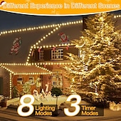 abordables Guirlandes lumineuses à brancher-Guirlande lumineuse de Noël 100 m 1000 LED, guirlande lumineuse en fil de cuir étanche avec télécommande, basse tension, parfaite pour la décoration extérieure et intérieure de Noël
