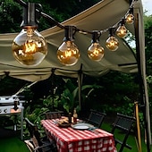 economico Plug in elettrico-luci a catena per esterni a globo g40, luci natalizie da patio da 10 piedi/25 piedi/30 piedi/50 piedi, lampadine trasparenti, base e12 collegabile per decorazioni natalizie per interni/esterni