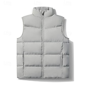 preiswerte Men&#039;s Vest-Herren Steppweste Täglich Lässig Herbst Winter Tasche Polyester Bequem Einfarbig Vorne geknöpft Stehkragen Normale Passform Schwarz Königliches Blau Dunkelgrün Hell Gray Weste