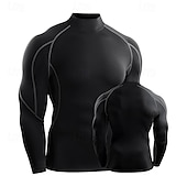 billiga Löpar-T-shirts och linnen-Herr T-shirt för jogging Långärmad T-shirt Ledigt Fritids- Höst Hög hals Andningsfunktion Snabb tork Gymträning Löpning Gång Sportkläder Sportkläder Solid färg Svart Vit Rubinrött
