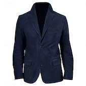 billiga Herrars klassiska kavajer-Herr Kavaj i fusk mocka Jacka i fuskmocka Företag Cocktailfest Bröllopsfest Mode Ledigt Höst vinter Polyester Imitationsmocka Slät Knapp Ficka Bekväm Enkelknäppt Blazer Mörk marin Brun Khaki grön