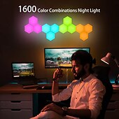 cheap Smart Lights-LED Smart Light Hexagonal LED Remote Control Wall Light, Modular Touch Color DIY Lighting for Bedroom, Bathroom, Living Room, Parties and Holidays 6-10 Piece Set