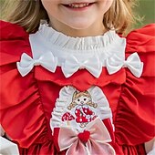 billiga Avslappnade klänningar-Barn Flickor Klänning Färgblock Långärmad Prestanda Fest Lappverk Förtjusande Dagligen Polyester Midi Vardagsklänning Vår Höst 4 år + Rubinrött