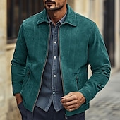 abordables Manteaux &amp; vestes-Homme Veste décontractée Veste en faux suède Veste en daim marron Casual Quotidien Coupe-vent Le style rétro Automne hiver Couleur unie / unie Décontractées Revers Normal Noir Marron Vert Grise Veste