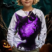 billiga Pojkens 3D Vision &amp; Geometri-Pojkar 3D Grafisk Tecknat T-shirt Långärmad Vår Höst Mode Grundläggande Barn 4-12 år Rund hals Utomhus Ledigt Dagligen Normal