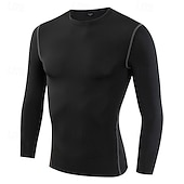 economico T-shirt e Canottiere da Corsa-Per uomo T-shirt da corsa Maglia a compressione Manica Lunga Maglietta Casuale Athleisure Autunno Tinta unita Asciugatura Rapida Traspirante Allenamento in Palestra Camminata Jogging abbigliamento