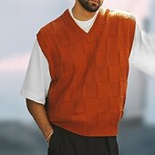 billige genser for menn-Herre Genser vest Pullover genser Riflet Strikke Normal Strikket Slank passform عادي V-hals Moderne Moderne Arbeid Dagligdagstøy Klær Høst Vinter Svart Kongeblå M L XL