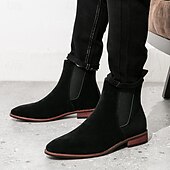 abordables Bottes de Chelsea-bottines chelsea en simili-suède pour homme – bottines décontractées à enfiler avec empiècements latéraux élastiques pour un usage quotidien, style vintage