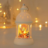 billiga Julbelysning-jul retro slott led levande ljus, batteridriven tomte  &amp; snögubbe lykta festlig inredning för jul, nyår  &amp; träd prydnad