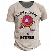 billiga Roliga T-shirts för män-Herr Donuts T-shirt Kortärmad T-shirt 3D-tryck Rund hals Skjorta Mode Fritids- Gata Utomhussport Dagligen Beige Grå Sommar Vår Kläder S M L XL XXL XXXL