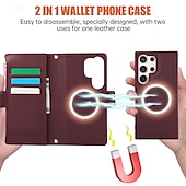 cheap Samsung Cases-Phone Case For S24 S24 Ultra Plus S23 S22 S21 S20 Ultra Plus FE Wallet Case with Stand Holder Magnetic with Lanyard Retro TPU PU Leather
