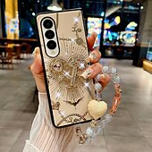 abordables Coques Samsung-téléphone Coque Pour Pliage en Z 6 Z Fold 5 Z Fold 4 Coque Arriere Avec Support avec dragonne Antichoc Rétro TPU PC