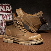 baratos Botas de trabalho-Homens Botas Botas de trabalho Couro Premium Confortável Antiderrapante Com Cadarço Amarelo Cáqui