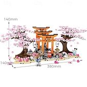 tanie Zabawki konstrukcyjne-sakura tree house building kitcity architecture inari shrine building blocks setsfor adultor wiek 12 chłopców i dziewcząt