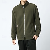 preiswerte Herrenjacken &amp; Herrenmäntel-Herren Winterjacke Freizeitjacke Täglich Urlaub warm Tasche Vlies Herbst Winter Glatt Modisch Strassenmode Ständer Standard Schwarz Hell Gray Armeegrün Dunkelblau Jacken