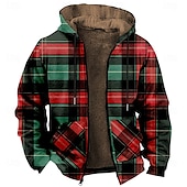 baratos moletons 3d masculinos-Homens Xadrez Tosão Moletom Moletons Moletom Manga Longa Moletom com capuz Com Capuz Diário Impressão 3D Férias Streetwear Vermelho Com Cordão Outono Inverno Designer