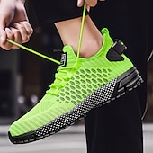 baratos Ténis para Homem-tênis esportivos respiráveis verde neon masculino – tênis de corrida de malha leve com sola acolchoada