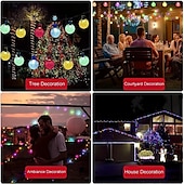 economico Striscie luci ad energia solare-10m Fili luminosi 100 LED Bianco caldo Bianco Multicolore Luci di stringa creative Feste All&#039;aperto Impermeabile Ad energia solare