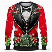 economico Costume di Natale-Natale Per uomo Pop art Fiocco Nastro Felpa Manica lunga Felpa Girocollo Di tendenza Fantastico Giornaliero Stampa 3D Feste Natale Girocollo Stampa 3D 2 in 1 Inverno Primavera &amp; Autunno