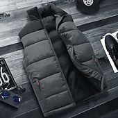 billiga Herrarnas puffer väst-Herr Pufferväst Gilet Quiltad väst Dagligen Datum Semester Mode Ledigt Höst vinter Ficka med blixtlås Polyester Håller värmen Bekväm Färgblock Dragkedja Hög krage Normal Orange Ljusgrå Mörkgrå Väst