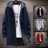 baratos suéter cardigã masculino-Homens Sueter Cardigan Suéter com zíper Suéter de malha Estriado Tricotar Túnica Patchwork Bolsos Tecido Com Capuz Moda Clássico Roupa Diária Encontro Roupa Outono &amp; inverno Preto Vinho L XL 2XL