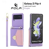Недорогие Чехлы для Samsung-телефон Кейс для Назначение Z-флип 6 Z Flip 5 Z Flip 4 Z Flip 3 Кейс на заднюю панель со стендом с ремешком с ремешком на запястье Ретро ТПУ Кожа PU