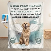 cheap Personalized Gifts-Personalized Photo Blanket Pet Memorial Hug From Heaven Soft and Cozy Memorial Throw Customized with Photos Ideal for Comfort Remembrance and as a Thoughtful Keepsake Gift