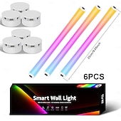 Недорогие Умный ночной свет-RGB светодиодные умные светильники игровые линии света Bluetooth приложение музыкальная синхронизация домашнего стенового креативного освещения световые панели с 24-кнопочным RF пультом управления