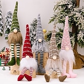 levne Sběratelské figurky-vánoční ozdoba na figurku trpaslíka, pruhovaná pletená čepice Rudolf na zavěšené nohy plyš, ozdoba na panenku bez tváře pro výzdobu prázdninového domu