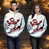 abordables Sudaderas y sudaderas con capucha divertidas-Navidad Muñeco de Nieve Sudadera Sudadera con capucha navideña divertida 3D Navidad Bolsillo delantero Gráfico Para Pareja Hombre Mujer Adulto Navidad Carnaval Impresión 3D Fiesta Festival