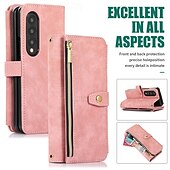 baratos Capa Samsung-telefone Capinha Para Dobra Z 6 Z Fold 5 Z Fold 4 Z Fold 3 Capa traseira Com Suporte Zíper com cordão Retro TPU Couro PU