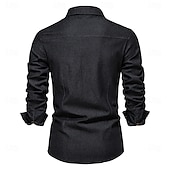 abordables Camisas Elite para Hombres-Hombre Camisa Camisa casual Abotonar la camisa Camisa vaquera Plano Vacaciones Diario Bleu Ciel Negro Azul Marino Oscuro Azul Piscina Manga Larga Cuello Invierno Primavera &amp; Otoño Ropa Bolsillo