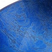 Недорогие Раковины-чаши-синий комплект раковины для ванной комнаты с соответствующим по стилю краном для ванной комнаты из закаленного стекла, круглая раковина, чаша для умывальника над столешницей