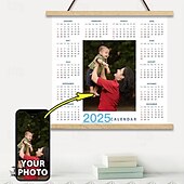 お買い得  ハンガー付きポスター-カスタムカレンダー 2025 カレンダーポスター ハンガー付き ウォールアート キャンバスプリントとポスター パーソナライズされたポスター