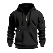 Men's Hoodie Zip Up Hoodies Tactical Hoodie Black Navy Blue Camel Light Grey Dark Gray Hooded Plain Pocket Half Zip Front Pocket Daily Holiday Going out Polyester Streetwear Casual Fall Winter 8