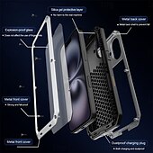 お買い得  iPhone用ケース-電話 ケース 用途 iPhone 15 プロマックスプラス iPhone 14 13 12 11 Pro Max Mini X XR XS Max 8 7 Plus ヘビーデューティー 耐衝撃 強化ガラス メタル