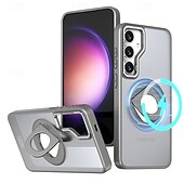 Недорогие Чехлы для Samsung-телефон Кейс для Назначение S25 Ультра Кейс на заднюю панель Магнитный Поддержка беспроводной зарядки Кольцо Пряжка Ретро ТПУ Акрил