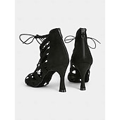 abordables Chaussures de danses latines-chaussures de danse latine à lacets et lanières pour femmes avec talons aiguilles et semelle en daim - chaussures de spectacle de salle de bal ornées de strass pour la salsa, le tango et les événements en soirée