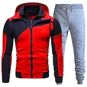 economico Tute da ginnastica-Per uomo Tuta Da Ginnastica Tuta da jogging 2 pezzi Zip intera Informale Autunno Manica lunga Traspirante Morbido Fitness Allenamento in palestra Corsa abbigliamento sportivo Abbigliamento sportivo