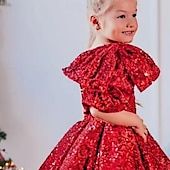 baratos Vestidos de Festa-Infantil Para Meninas Vestido de festa Côr Sólida Manga Longa Espetáculo Com Transparência Princesa Doce Com Transparência Longuette Vestido da bainha Vestido De Tule Verão Primavera Outono Crianças