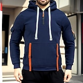 cheap Basic Tracksuits-Men&#039;s Hoodie Tracksuit Sweatsuit Quarter Zip Hoodie Black Navy Blue Khaki Light Grey Hooded Half Zip Plain Pocket 2 Piece Sports &amp; Outdoor Daily Holiday Polyester Streetwear Basic Casual Spring