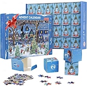 ieftine Calendarul Adventului-Calendar Advent de Crăciun 2025 Puzzle de Crăciun cu 1008 Piese Calendare pentru Numărarea Crăciunului pe 24 de zile pentru Copii și Adulți