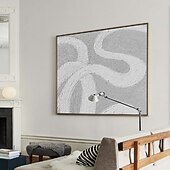 preiswerte Stillleben-Gemälde-handgemaltes weiß-graues Strukturgemälde übergroßes 3D-handgefertigtes abstraktes geometrisches Wandkunstgemälde großes minimalistisches grau-weißes Strukturgemälde für