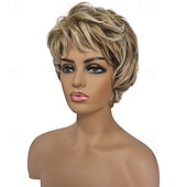 cheap Older Wigs-Pixie Layered Short Blonde Wig Short Curly Hair Wigs for White Women Black