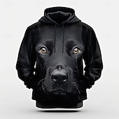 levne pánské 3D mikiny s kapucí-Pánské Pes Kapuce Kapucky Mikina Kapuce Dlouhý rukáv Mikina s kapucí Kapuce Přehnaný 3D tisk Outdoorové sporty Dovolená Streetwear Černá Tisk Přední kapsa Jaro &amp; podzim Návrhář