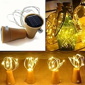 cheap Solar String Lights-2M Solar String Lights, 20 LEDs Wine Bottle String Lights, Warm White, RGB and Waterproof for Christmas &amp; Wedding Decorations 5pcs Set