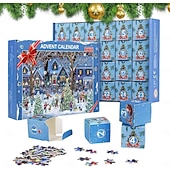 ieftine Calendarul Adventului-Calendar Advent de Crăciun 2025 Puzzle de Crăciun cu 1008 Piese Calendare pentru Numărarea Crăciunului pe 24 de zile pentru Copii și Adulți