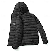 baratos jaquetas e casacos gráficos masculinos-Homens Gráfico Náutico Bussola Baixa Casaco puffer Prova-de-Água Casual Diário Feriado Para Noite Imprimir Outono Inverno Com Capuz Manga Longa Preto Vermelho Azul Marinha